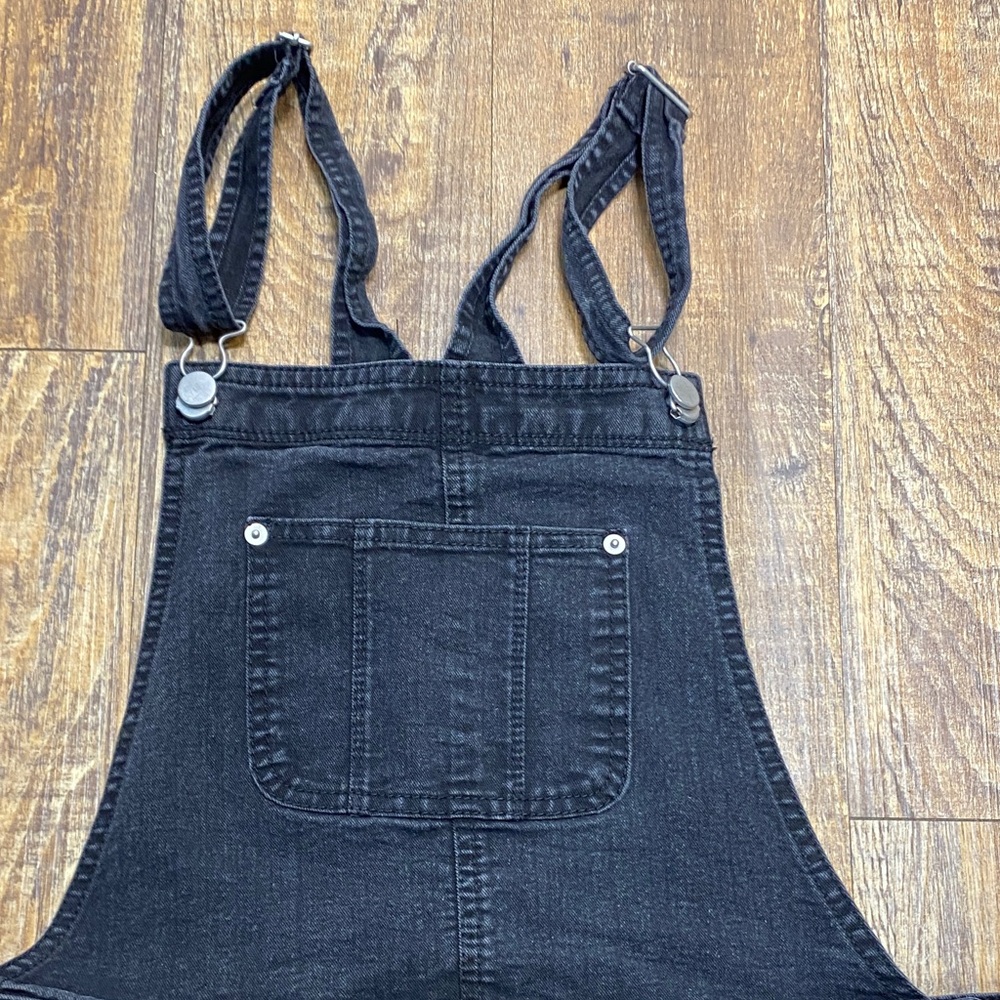 NOBO size large Black Denim Short Overalls stretch casual trendy comfy summer - Picture 3 of 9